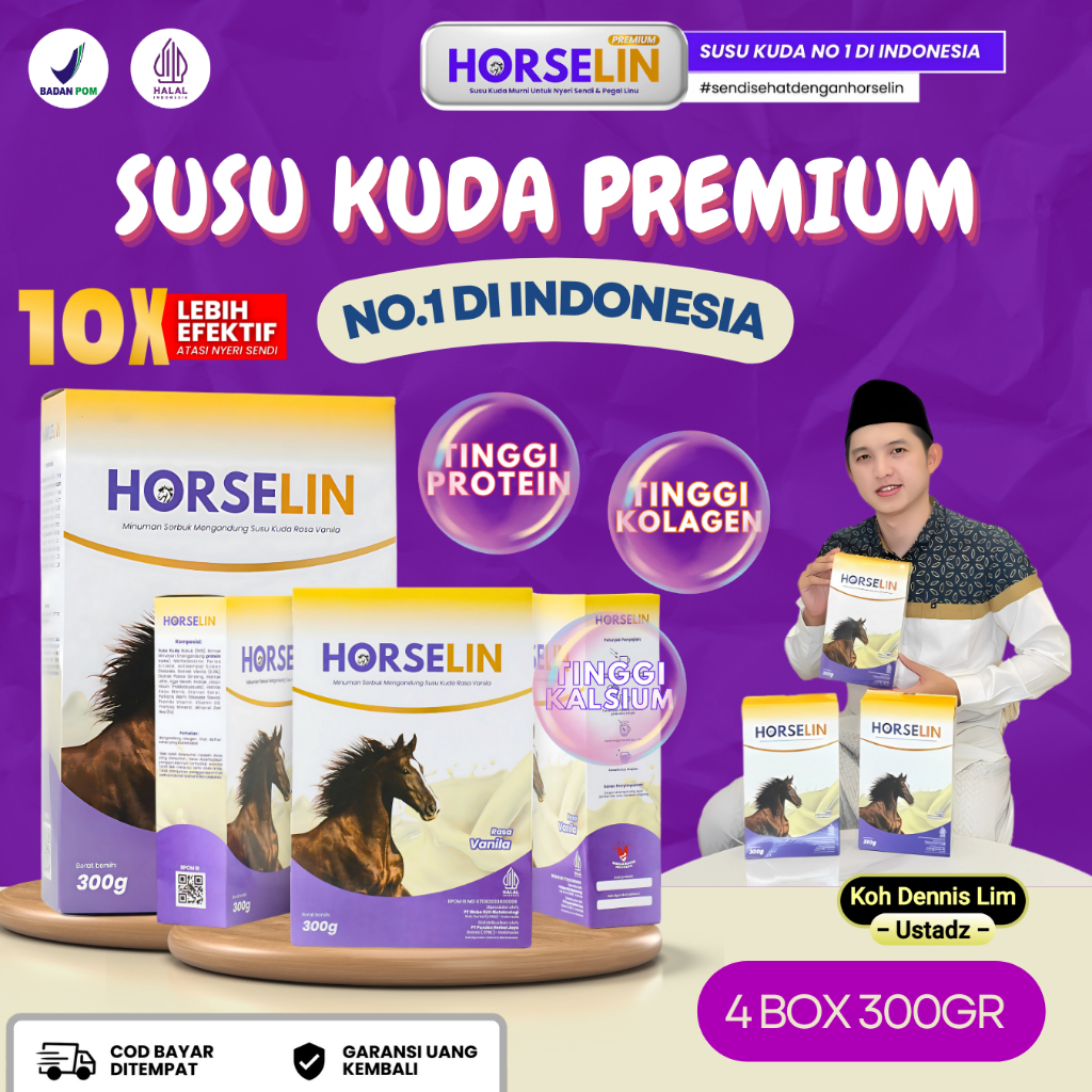 

HORSELIN 4 BOX SUSU KUDA SUMBAWA ATASI NYERI SENDI PEGAL LINU ASAM URAT REMATIK AMPUH ORIGINAL 300GR