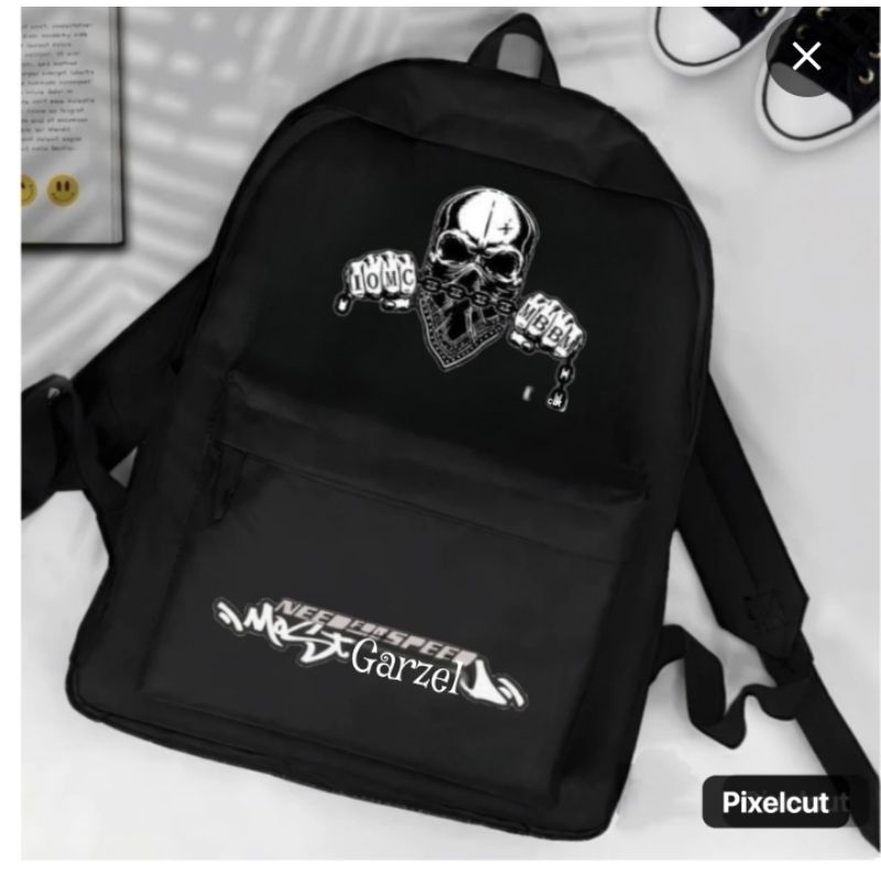 Tas ransel sekolah tas gendong tas pria wanita tas hitam kanvas tas SD SMP SMA,kuliah