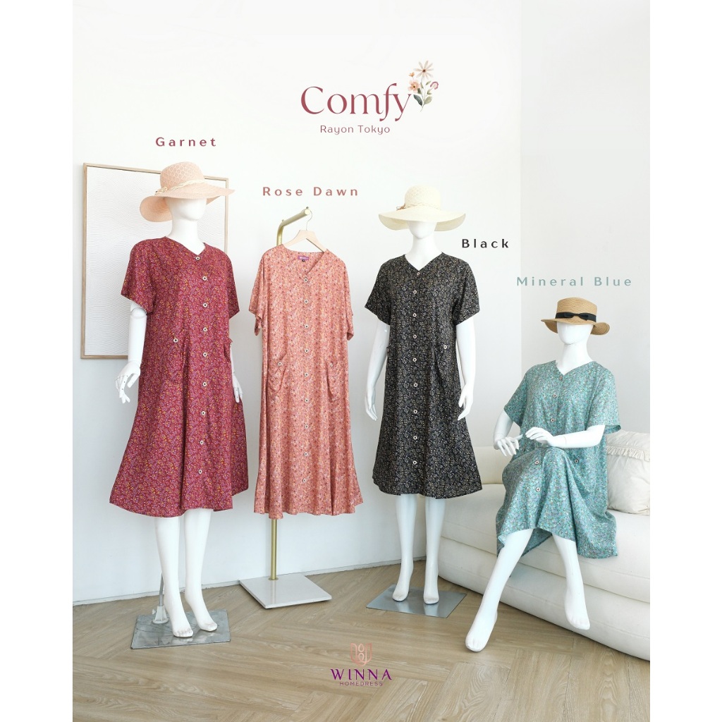 [BISA COD] HOMEDRESS COMFY (MINERAL BLUE M) BY WINNA