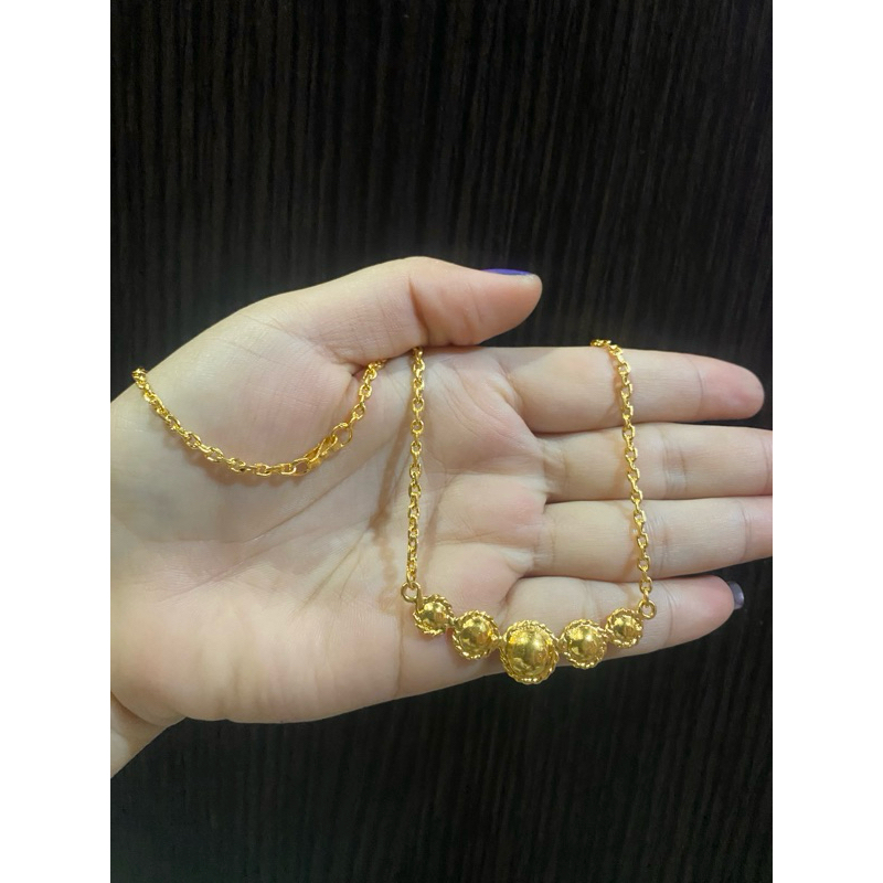 kalung coco bandul bulat replika emas asli