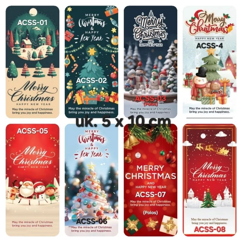 

10pcs STICKER SEGEL PETAK NATAL CHRISTMAS 5x10cm