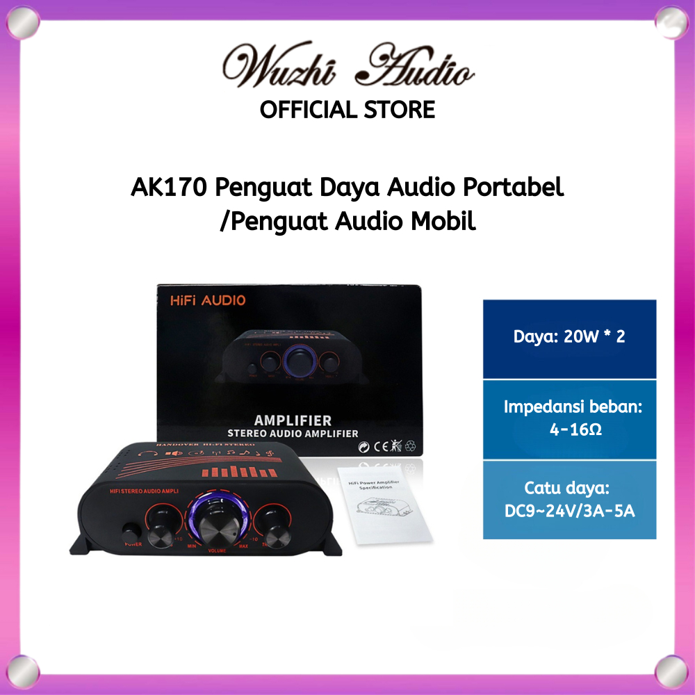 Wuzhi Audio | AK170 penguat daya Audio portabel, Speaker Amp suara portabel ukuran kompak untuk mobi