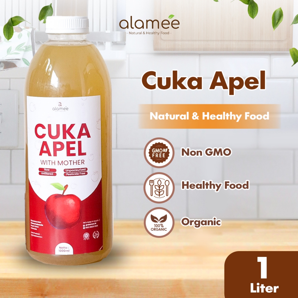 

ALAMEE Cuka Apel With Mother Apple Cider Vinegar Original Organik Vinega Sari Buah 1000ml