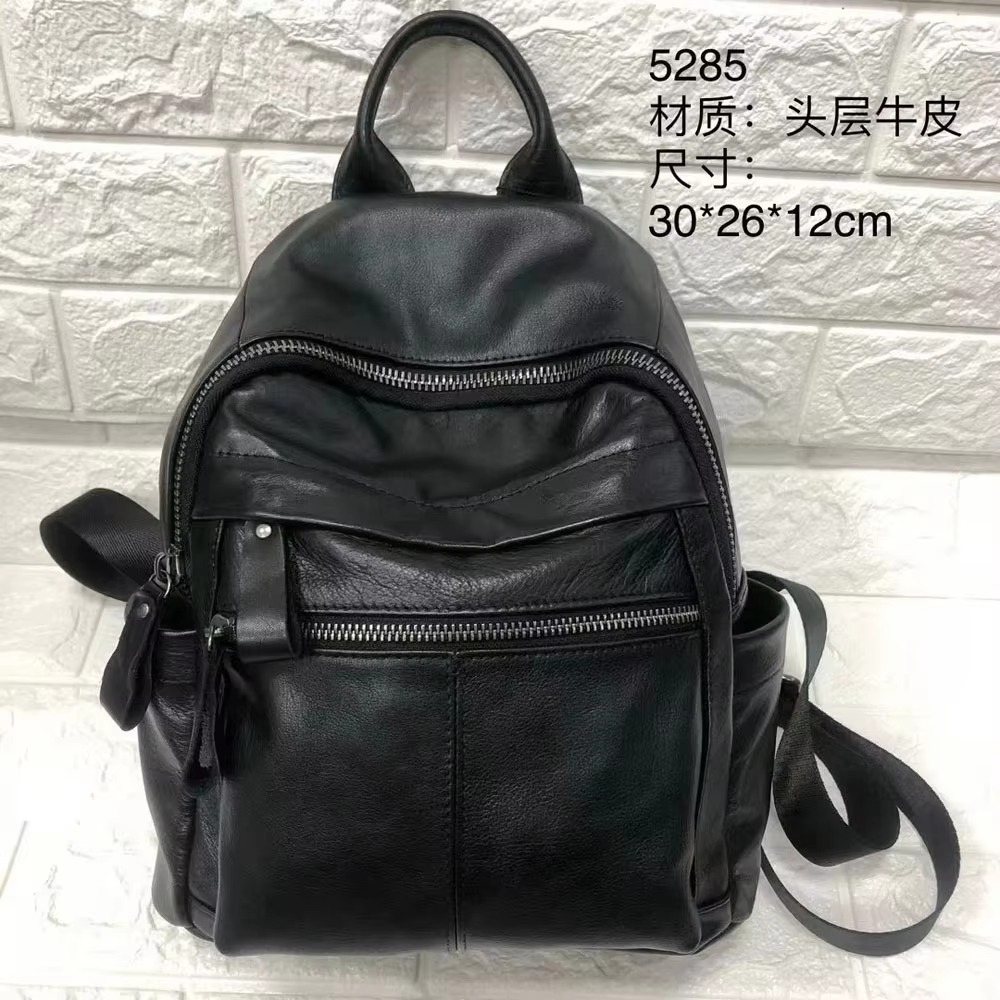 Ransel Kulit Asli Wanita Kasual Tas Kulit Sapi Asli - Tas Ransel Hitam Wanita Kulit Asli