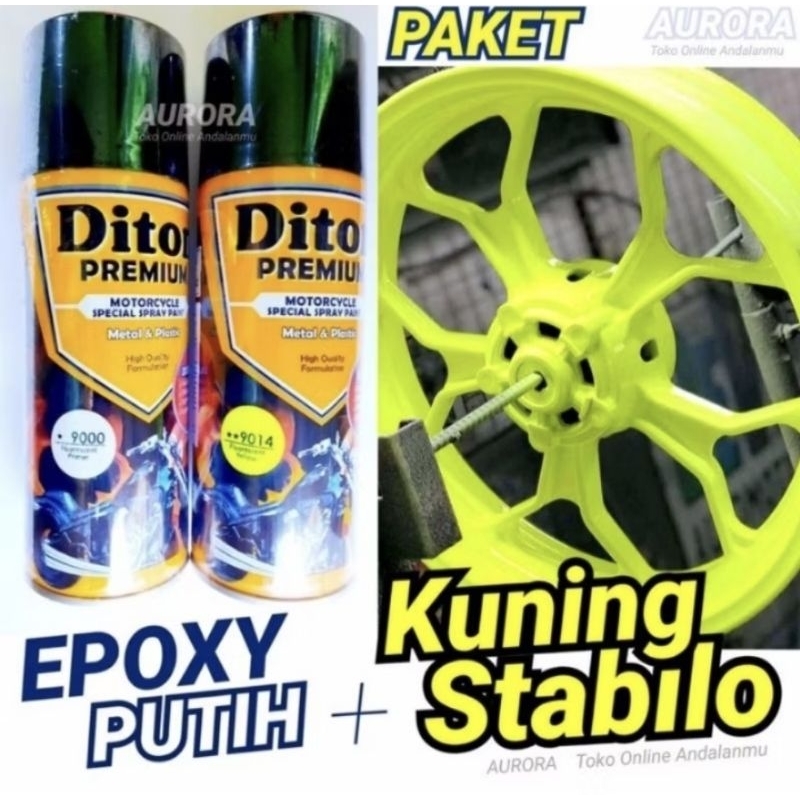 PAKET Kuning Stabillo Diton Premium Epoxy Putih 9000* + Fluorescent Yellow 9014**