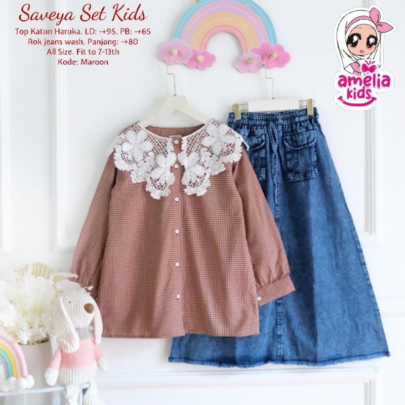 Saveya  Set kids ori amelia kids label setelan  anak  cewek terbaru amelia kids
