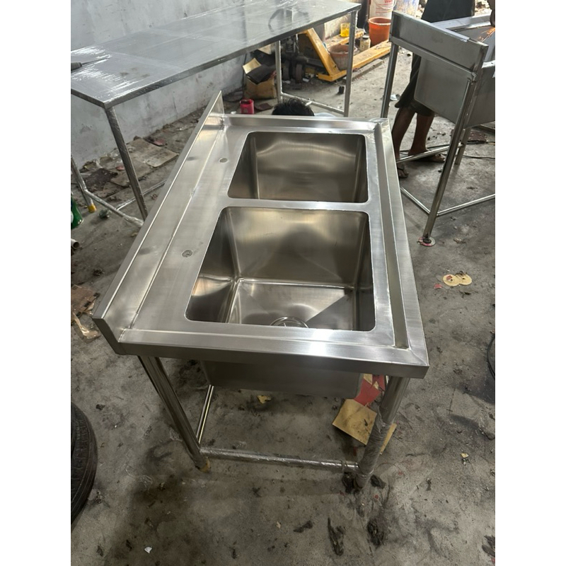 meja sink stainless 2 bowl