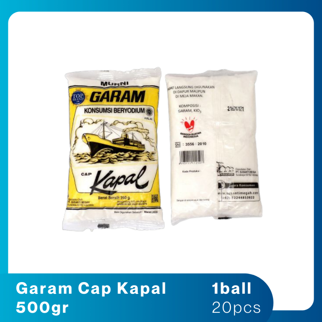 

garam kapal 500 gram x 20 bks
