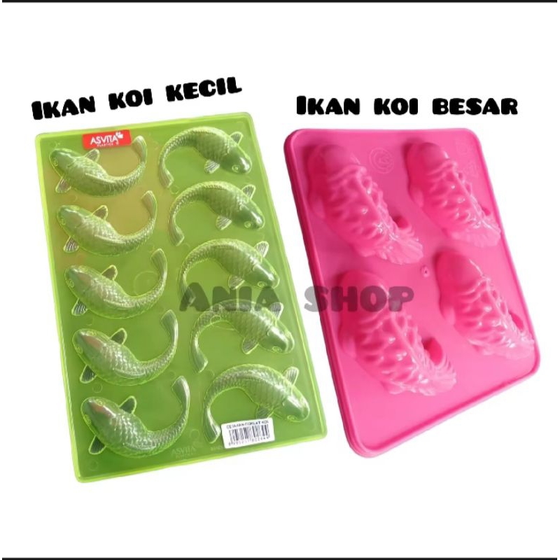 2pcs cetakan ikan koi besar & koi kecil/cetakan jelly puding esbatu/cetakan plastik tebal dan berkua