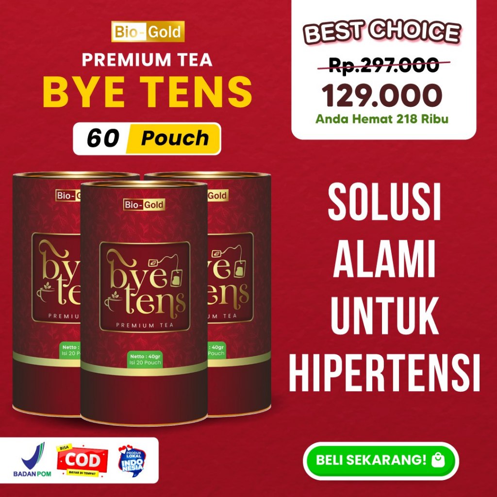 

Teh ByeTens Bio Gold Teh Nikmat yang Mendukung Hidup Sehat dan Bebas dari Hipertensi Original BPOM