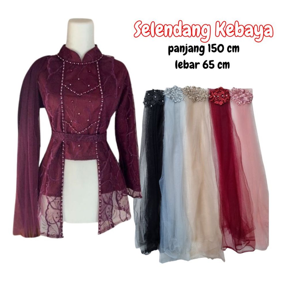 Selendang Kebaya Tille Polos / Selendang Pundak Kebaya Slayer Kebaya
