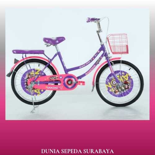 SEPEDA ANAK PEREMPUAN SAKONI BLACKPINK SEPEDA MINI ANAK 20 SAKONI BLACKPINK KERANJANG SIAP KIRIM - T