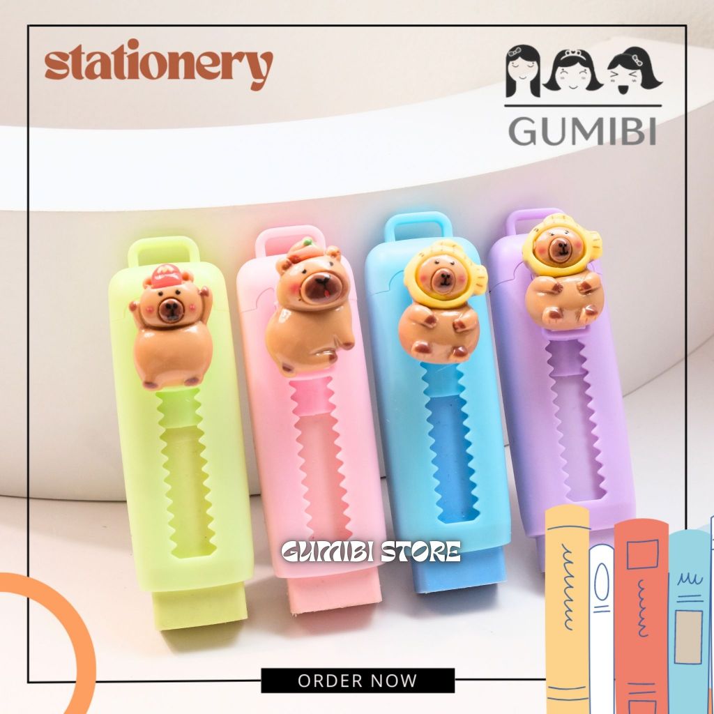 

PENGHAPUS CUTTER SLIDING ERASER PENGHAPUS PENSIL DORONG STIP DORONG KARAKTER CAPYBARA CAPPYBARA KAPIBARA LUCU TERMURAH