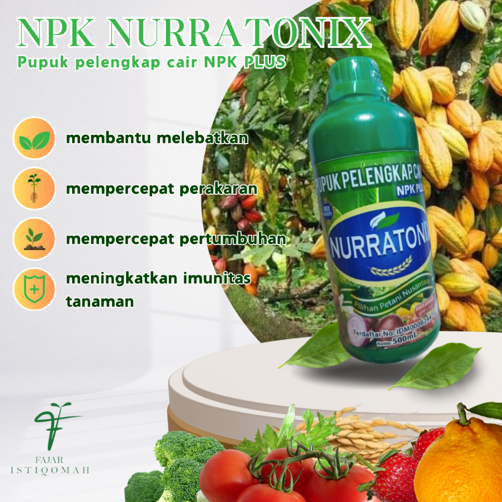 PUPUK PELENGKAP CAIR NPK PLUS ANTI JAMUR ZPT + GA7 NURRATONIX MENYUBURKAN KAKAO ISI 500ML