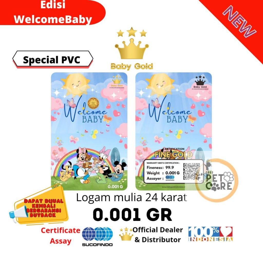 LOGAM MULIA BABY GOLD SERIES EDISI WELCOME BABY 0.001 GRAM EMAS MINI 24K