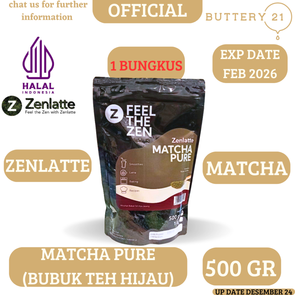 

ZENLATTE MATCHA PURE 500 GR/MINUMAN BUBUK TEH HIJAU JEPANG/FEEL THE ZEN