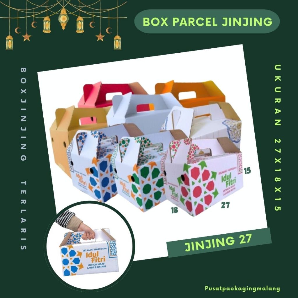 

Box Jinjing 27x18x15 Gable Box Kardus Packing Eid Mubarok Idul fitri Bingkisan lebaran/Parcel/Lebaran/idul Fitri/Paket/sembako