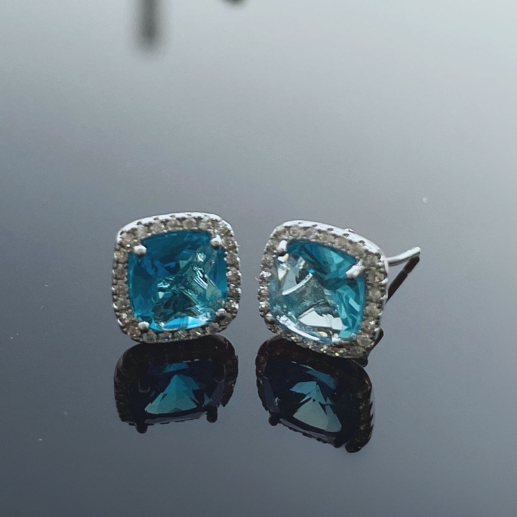 anting Batu Permata Biru anting Berlian Berwarna Wanita Zamrud Kecubung Ruby s925 perak sterling ber