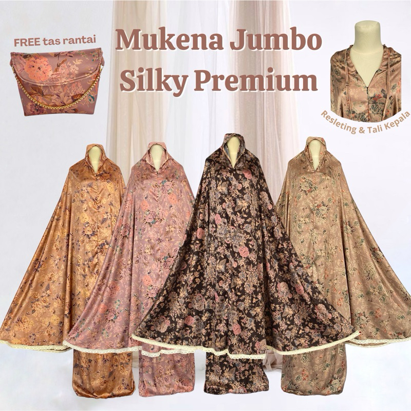 MUKENA DEWASA JUMBO SILKY SATIN SILK ARMANI MUKENA QILQUL PREMIUM