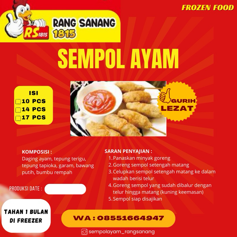 

Frozen Food Sempol Rang Sanang padang isi 10, 14, 17 pcs
