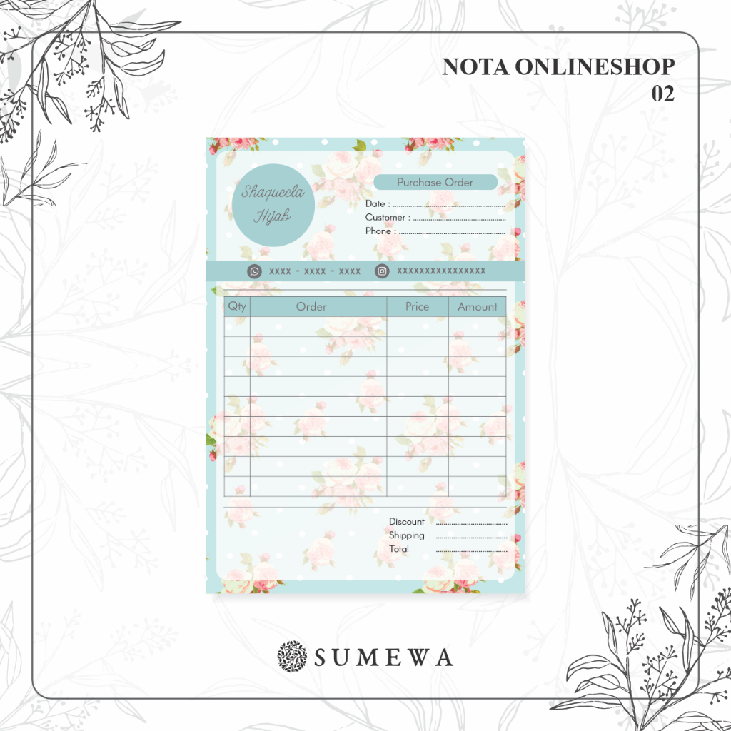 

Nota Onlineshop / Nota Pembelian / Nota Orderan / Nota Order / Invoice / Nota Toko / Nota Custom / Nota Penjualan / Nota Kwitansi - 02