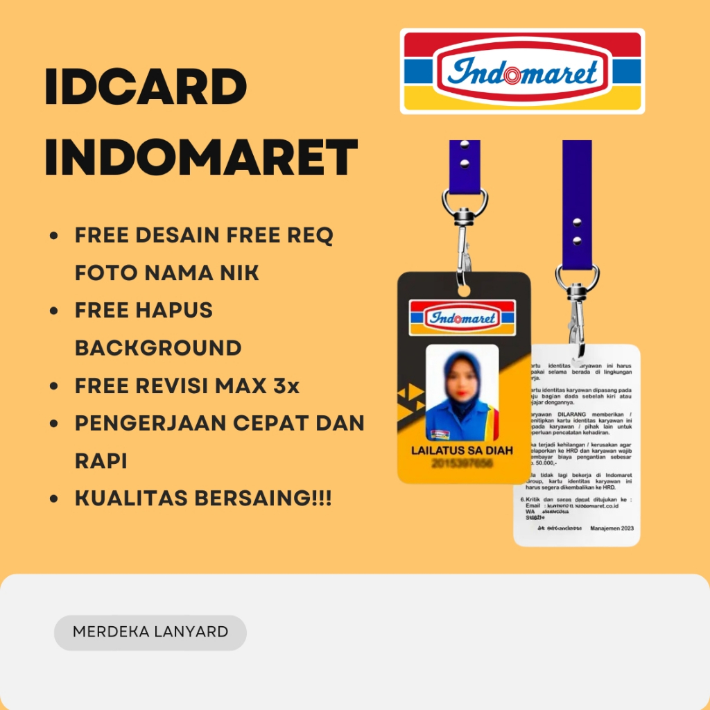 

CETAK IDCARD INDOMARET CUSTOM SATUAN READY