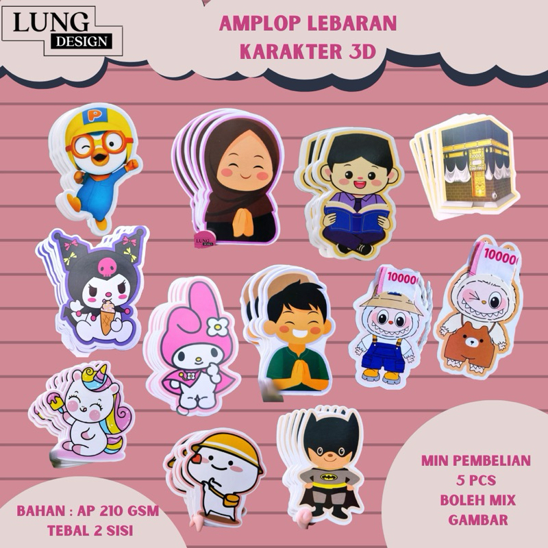 

AMPLOP LEBARAN 3D 2025 / Amplop 3D series Labubu / Amplop Lebaran angpau karakter anak