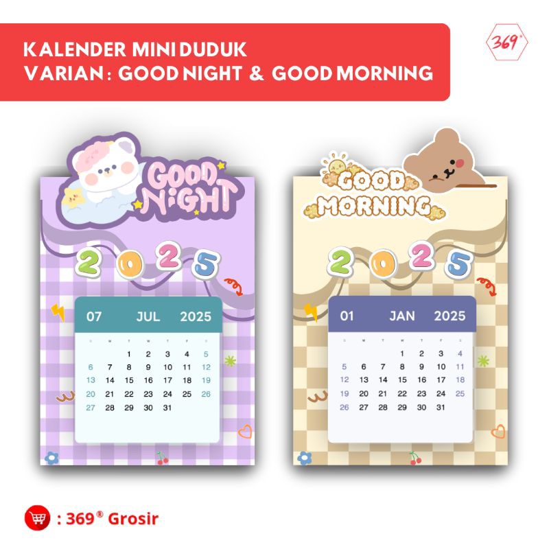 

369 | Kalender Duduk Mini / Calender Meja BEAR Mini Viral 2025 Karakter Hamper