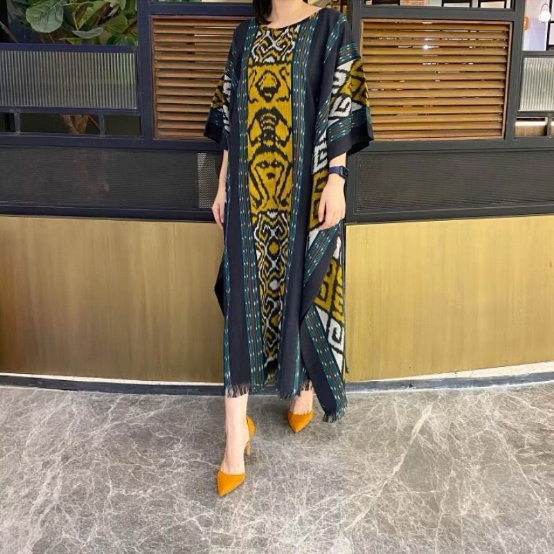 Hasan_Akei7 - Kaftan Tenun Anisa Long Kaftan Murah Modern Elegan