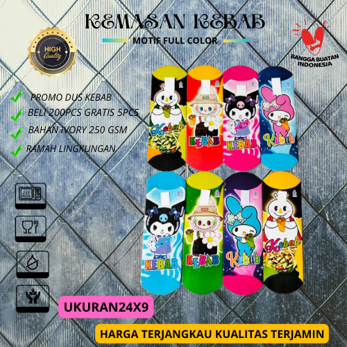 

PROMO Kemasan dus kebab ivory murah, Kertas bungkus kebab isi 50 pcs,wadah kebab,box kebab labubu