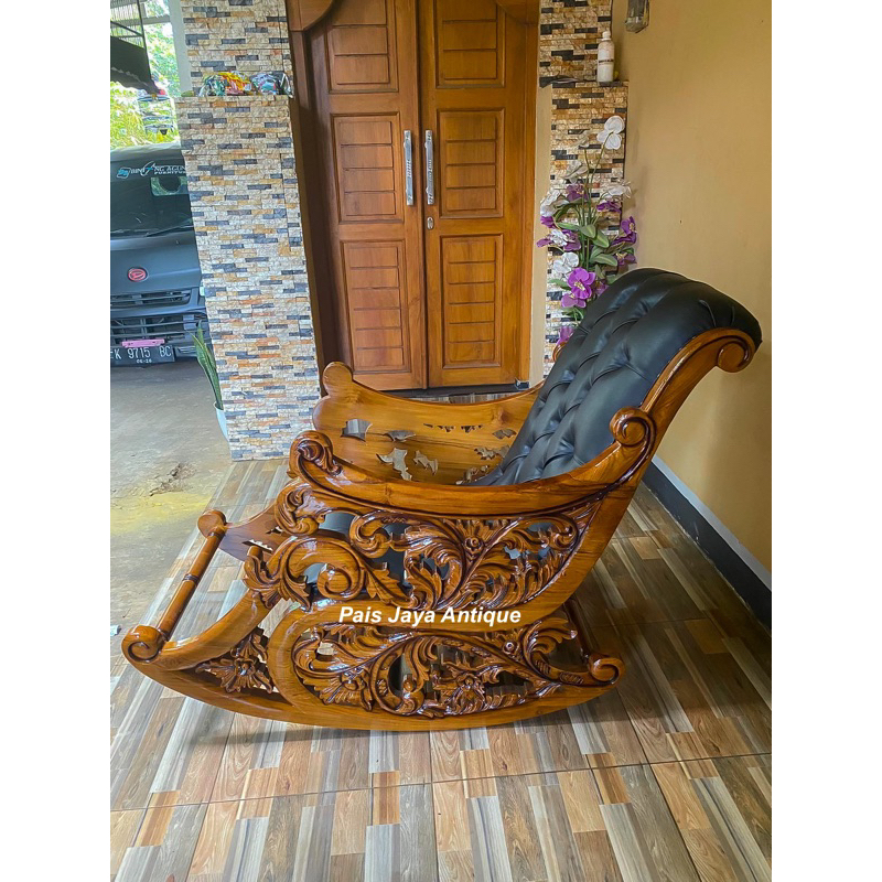 Kursi Goyang Raja Jati/Kursi Goyang Sultan Minimalis Ukiran Jati