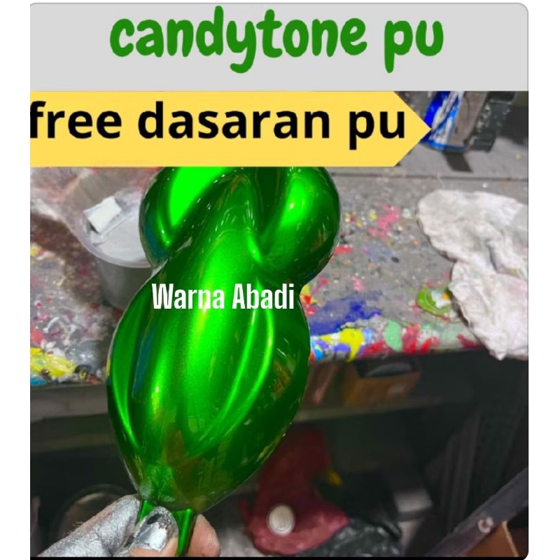 cat candytone green pu spesial/candy tone hijau pu 100% polyuretane + free dasaran pu