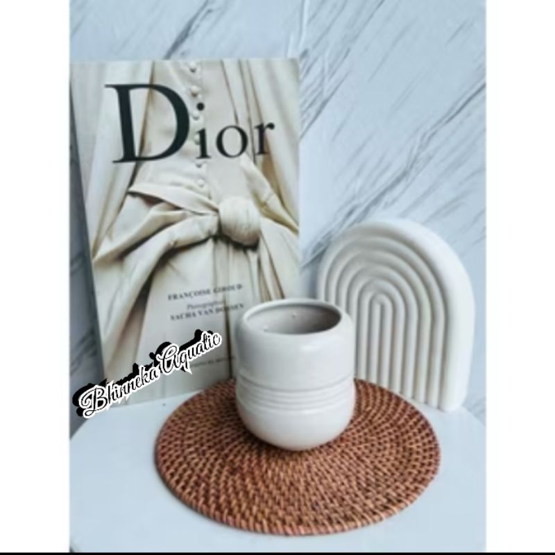 Vas Bunga Bulat Keramik Trotol Putih polos Murah Ekonomis