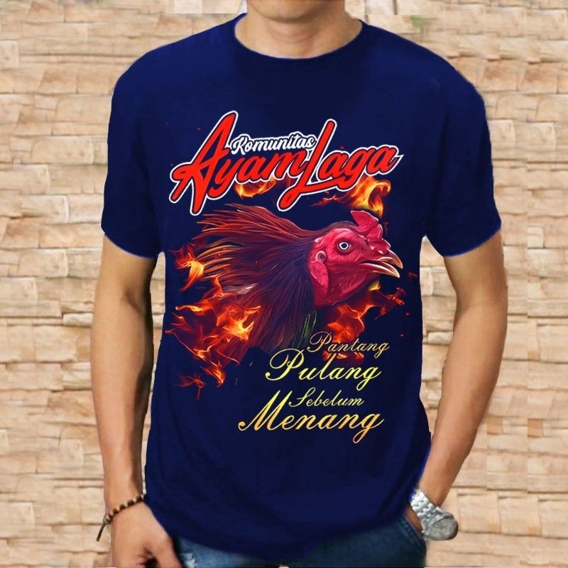 Kaos Distro Pria Lengan Pendek Komunitas Ayam Laga Petarung Sejati Keren Terbaru Baju Pria Kekinian 