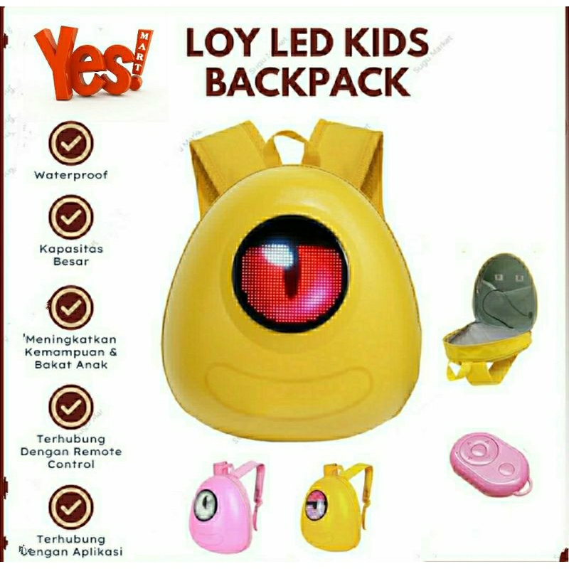 Tas Ransel Anak LED Loy Kids Backpack Waterproof Bluetooth