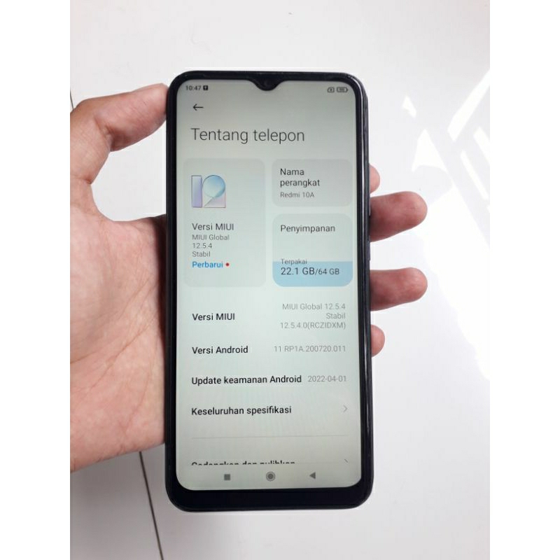 Xiaomi Redmi 10 A 4+1 /64 Sidik jari Bekas garansi Nasional ( Second )