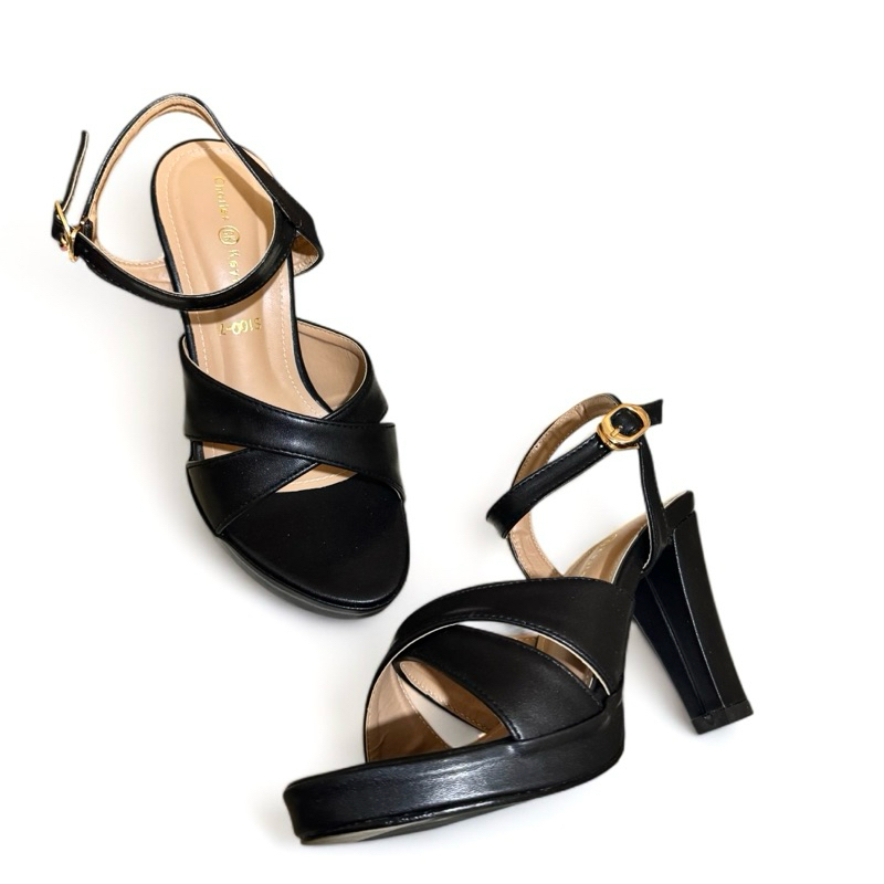 SOFIYA 1220-2 - NAYYA HIGH HEELS WANITA STRAP BIG SILANG TINGGI 9cm DOFF GLOSSY