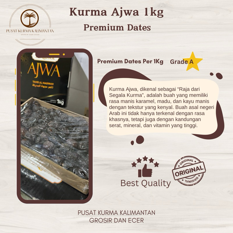 

Kurma Ajwa Al Qiswa 1kg Grade A || Best Quality || Original