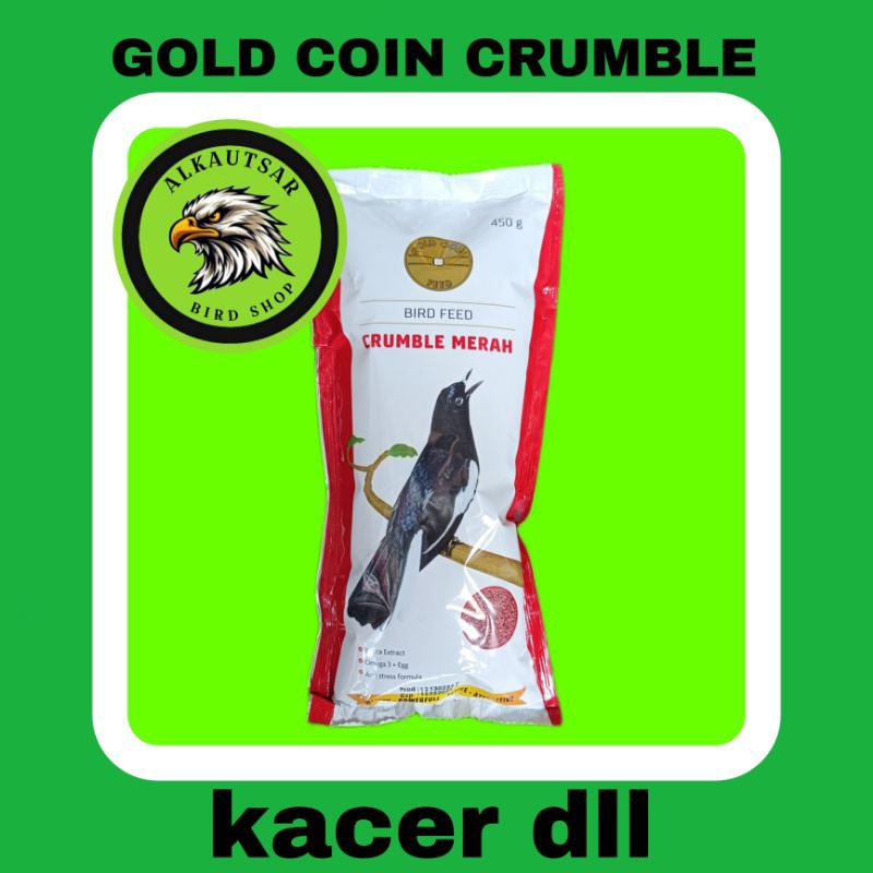 GOLD COIN CRUMBLE VOER MERAH PAKAN BURUNG KACER CENDET MURAI KUTILANG KAPAS TEMBAK ANIS MERAH DLL