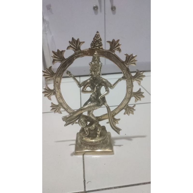 Patung Dewa Siwa Menari Kuningan 25 cm - Patung Nataraja - Patung Dewa Siwa - Patung Kuningan
