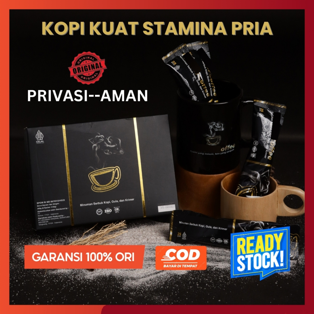 

KopiMoceer Coffee Original Kopi Stamina Pria Kuat Tahan Lama Siap Ngegas Sampe Lemas 1 Box 8 Sachet