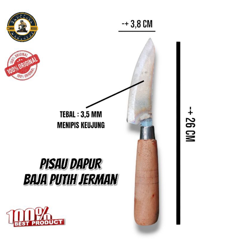 Pisau Dapur Baja Putih Jerman Menipis Keujuung