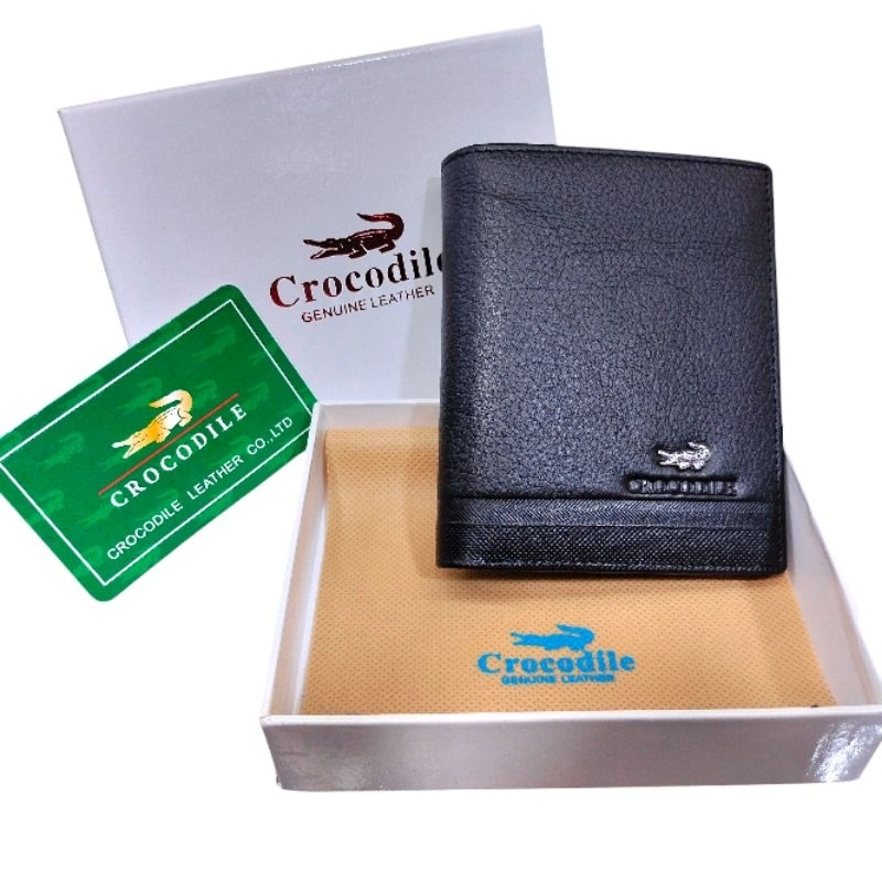 Dompet pria CROCODILEE kulit asli model berdiri / dompet berdiri kulit asli
