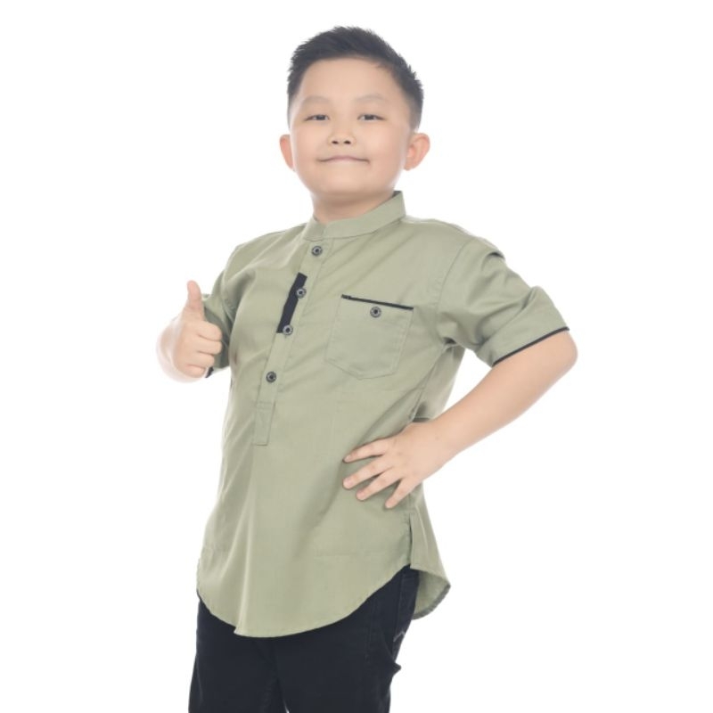 kemeja Koko anak hijau sage