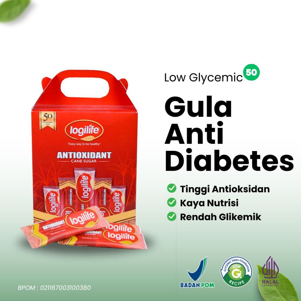 

Logilife Gula Sehat Organik | PROMO!! Gula Sehat Antioksidan Rendah Glikemik Indeks | Gula Tebu Brand Premium Sugar Tanpa Campuran | 400 gram 50 sachet | Cane Sugar Pure Premium Gula Tebu Murni Organik Natural