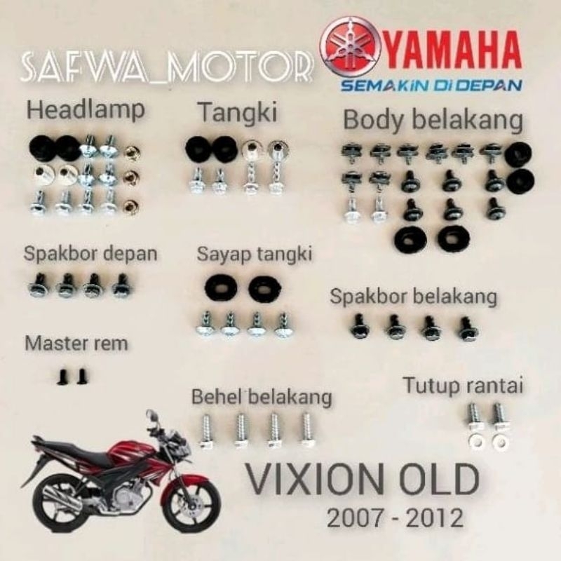 baut Vixion lama fullset / baut Yamaha Vixion old terlengkap