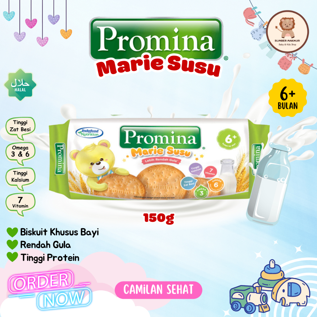 Promina Marie Roll New 150g Biskuit Bayi 6+ Bulan MPASI Marie Rasa Susu Camilan Sehat Snack Bayi