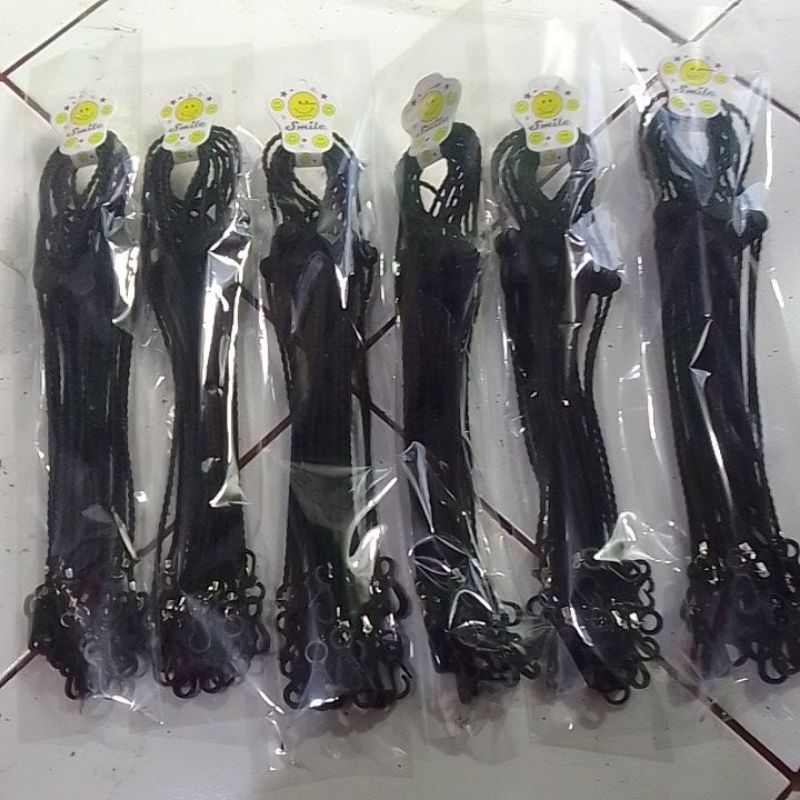 TALI STRAP MASKER POLOSAN HITAM 6 LUSIN