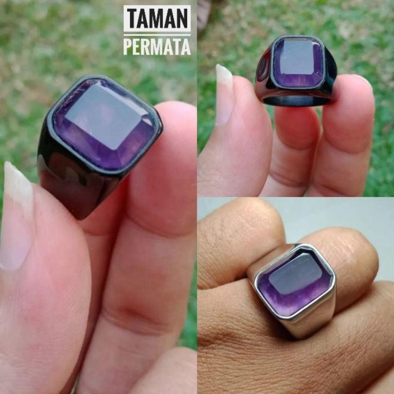 Cincin Batu Kecubung Brazil Natural