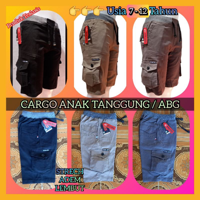 Celana Cargo Pendek Anak Tanggung Laki Laki Usia 7-12 Tahun Celana Pendek Cargo Anak Usia Tanggung